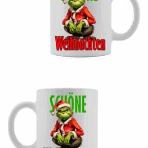 Grinch Schöne Weihnachten bedruckte Kaffeetasse 330ml HANDMADE Tasse