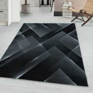 Teppich Modern, Abstrakt Dreieck Design Schwarz, Pflegeleicht, Wohnzimmerteppich