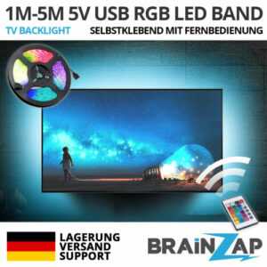 1-5m LED Band Backlight TV Hintergrund-Beleuchtung USB Licht Stripe Streifen RGB