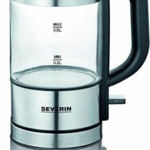 SEVERIN Mini Glas Teekocher Wasserkocher 0,5L, Edelstahl-gebürstet, max. 1100 W