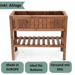 Hochbeet Balkon mit Ablage Holz Gemüsebeet Blumenkasten Frühbeet Kräuterbeet