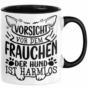 Frauchen Tasse Geschenk Hundebesitzerin Spruch Geschenkidee Kaffee-Becher Hunde