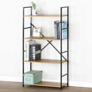 Regal Standregal Bücherregal mit 4 Ebenen Wandregal Holz Metall Industrie Design