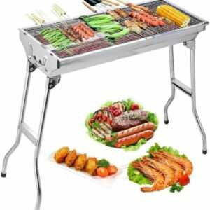 BBQ Holzkohlegrill Faltbar Edelstahl Klappgrill Standgrill Camping Grill Outdoor