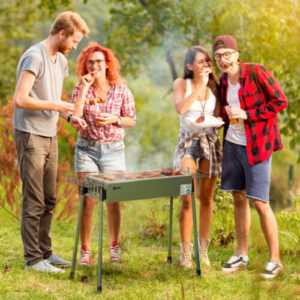Outsunny Holzkohlegrill Anti-Rutsches Campinggrill mit Grillrost, Grillrost-Clip