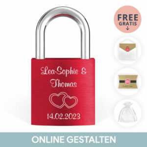 Liebesschloss mit Gravur 10 Farben Liebes Schloss Wunschgravur Love Geschenkidee