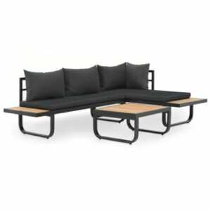 vidaXL 2-tlg. Garten-Ecksofa-Set mit Auflagen Aluminium WPC