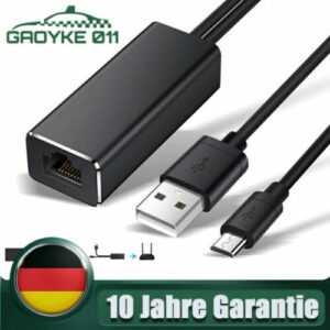 DE Für Fire TV Stick 4K USB auf Ethernet Netzwerkadapter mit USB Netzteil Kabel