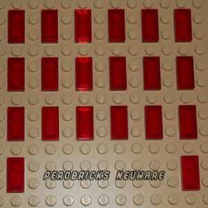 Lego Technik Technic 20x Fliese/Fliesen 1x2 transparent rot #3069b NEUWARE