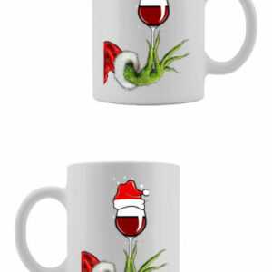 Grinch Wein Weihnachten bedruckte Kaffeetasse 330ml HANDMADE Tasse