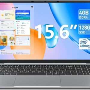 SGIN Notebook 15,6 Zoll FHD Laptop 4 GB DDR4 128 GB SSD  Intel Celeron 2,70 GHz