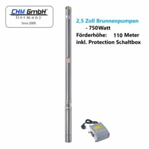 CHM GmbH® Brunnenpumpe 2,5 Zoll 750 Watt 11 Bar 2800 L/h Pumpe Zisterne