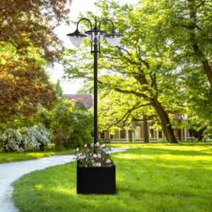 Outsunny Solarleuchte Gartenlicht 3-köpfige Lampe mit Blumentopf-Basis Edelstahl