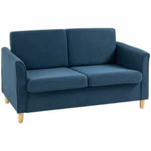 2 Sitzer Sofa, Gepolsterter Couch mit Holzrahmen, Leinenoptik für Wohnzimmer