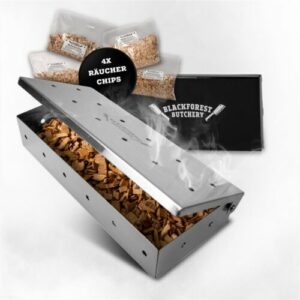 Räucherbox: Starter-Set mit 4 Sorten Räucherspäne Räucherchips Pellets Smoker