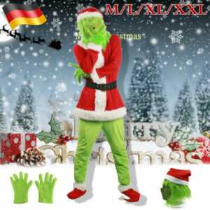 Das Grinch Kostüm Weihnachten Cosplay Adult Santa Kostüm Outfits Set 2023