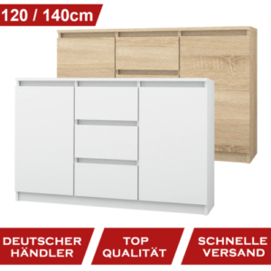 Schöne moderne Kommode mit 3 Schubladen und 2 Türen Sideboard Schrank