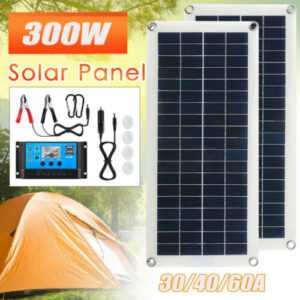 300W 12V Solarpanel Solarmodul 60A Ladegerät USB Kit Für Wohnwagen Camping Boot