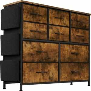 Kommode Schrank Sideboard mit 10 Schubladen aus Stoff mit Griffen Metallrahmen