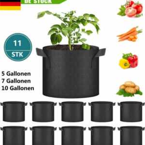 6/11x Pflanzsäcke Mit Henkeln Pflanztasche Grow Plant Bags Pflanzbehälter 11-30L