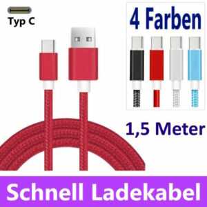 USB TYP C Ladekabel Schnell Samsung S8 S9 S10 S20 A50 A51 A40 Datenkabel Huawei