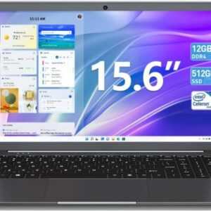 SGIN Laptop 15.6 Zoll FHD 12GB DDR4 512GB SSD Notebook Intel N-95 WiFi Win11