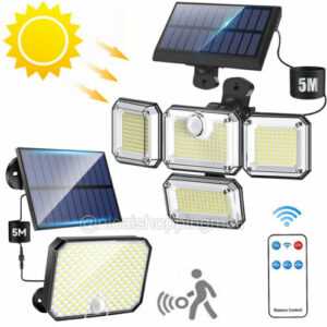 333 LED Solarleuchte mit Bewegungsmelder Solarlampe Außenlicht Gartenstrahler DE