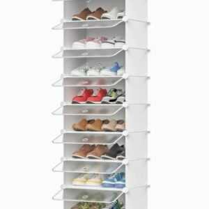 Schuhregal, 10 Ebenen Schuhschrank Kunststoff-Schuhregale Organizer für Schrank
