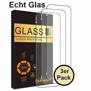 3x Echt Glas iPhone 13 14 15 Plus Pro Max Panzerfolie Schutz Glas 9H Schutzglas