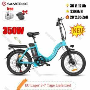 Samebike E-bike 20 ZOLL Klappbar Elektrofahrrad 350W leichtes Fatbike 32KM/h NEU