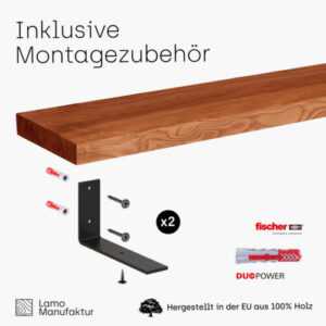 LAMO® Regalbrett Wandregal Massivholz Baumkante Holzregal Wandboard Holzplatte