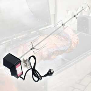 BBQ Grillspieß Edelstahl 82cm 230V Drehspieß Rôtisserie Fleischnadel Schaschlik