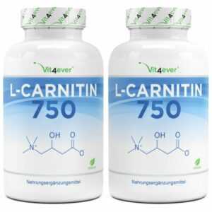 L-Carnitin 750 - 360 Kapseln (vegan) - 3000mg Tartrat / Tagesportion hochdosiert