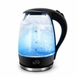 Wasserkocher LED Glas 1,7 L mit LED-Beleuchtung, Wasserkocher Glas, Schwarz T24