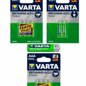 Varta Power Solar Akkus AAA Micro 550mAh / 800mAh / 1000mAh aufladbare Batterie