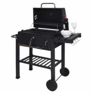 Grillwagen HWC-K93, Holzkohlegrill Standgrill BBQ Gartengrill mit Deckel, Stahl