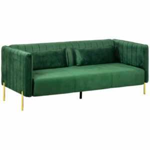 3 Sitzer Sofa Gästesofa mit 2 Sitzkissen, dreier Couch mit Armlehne, Grün