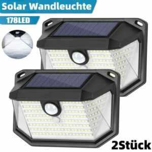 2er Solarlampen Außen mit Bewegungsmelder Gärten Solar Wandleuchte Solarleuchte