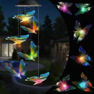 Gartenlampe Solar LED Schmetterling Windspiel für Garten Terasse Balkon B152