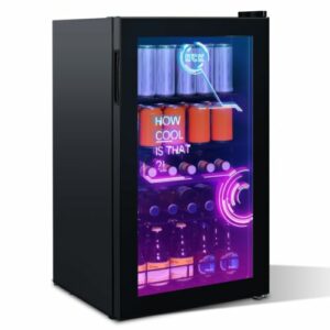 HCK 98L Mini Getränkekühlschrank, Mini Kühlschrank,0-10°C,Cyberpunk Stil