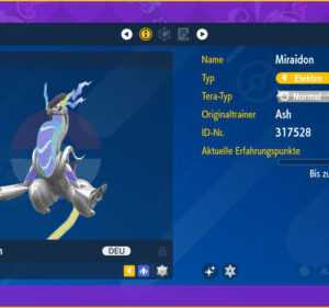 Shiny Miraidon 6IV | LVL 1 | Nat Dex | Pokemon Karmesin / Purpur / Scarlet