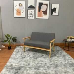 2 Sitzer Sofa Doppelsofa Polsterung Loveseat kompakt Leinen Grau mit Armlehne DE