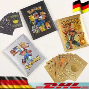 10Pcs für Pokemon Karte Metall Silber Gold Mint Vmax GX Deutsch Sammlung Boxen