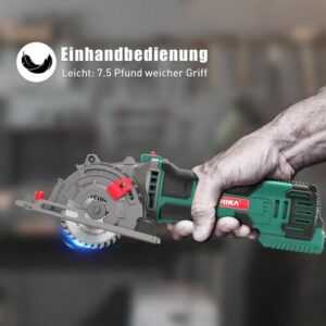 HYCHIKA Mini Kreissäge Handkreissäge 500W Motor aus reinem Kupfer 4500RPM