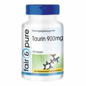 Taurin 900 mg - 150 Kapseln - vegan - 3,6 g Taurin pro Tagesdosis | fair & pure