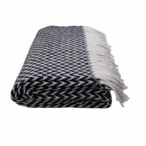 Wohndecke 50% Baumwolle | Wolldecke 140 x 200 cm Schwarz/Weiß
