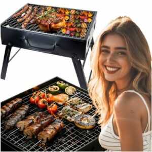 Grill Holzkohlegrill Tragbar Standgrill Klappgrill Camping Schwarz BBQ Holzkohle