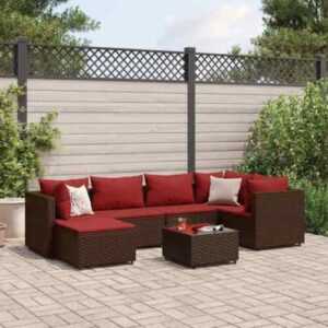 Gartenmöbel Lounge Set Sitzgruppe Sofa Garnitur 7-tlg. Braun Poly Rattan vidaXL