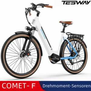 City E-Bike Mittelmotor TESWAY 40km/h Max 28 Zoll 672Wh & Drehmoment sensor 48cm