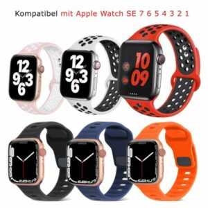 Sport Silikon Armband für Apple Watch Series 1-4 5 6 7 8 SE 38 40 41 42 44 45mm